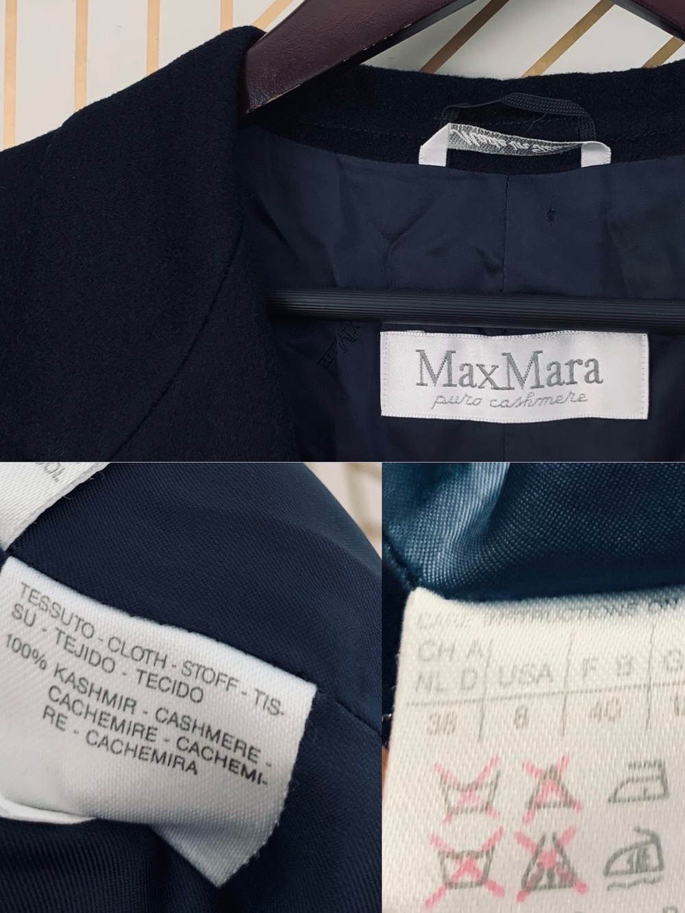 MaxMara 100% Italian Cashmere Navy Single Breasted Longline old money Blazer 8 - Picture 6 of 11